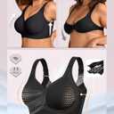 OEAK Womens Wireless Jelly Bra Plus Size Supportive Seamless Bras Full Coverage Push Up Comfortable No Underwire Tshirt Bras (Black, L)