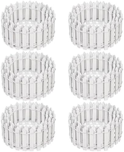 Elsjoy 6 Pieces 35 Inch Miniature Fairy Garden Fence, Decorative Wooden White Picket Mini Wood Farm Fence for Crafts, DIY Diorama Project, Dollhouse, Plant Pot