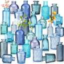Yaomiao 30 Pcs Vases Bulk Colored Flower Glass Christmas Vases Bud Vintage Colored Glass Bottles Colorful Rustic Embossed for Home Wedding Table Decorations Gifts(Blue Series)