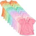 HonestBaby 10-Pack Puff Sleeve T-Shirts 100% Organic Cotton Baby, Toddler, Little Kid, Girl 3 T