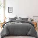 Whitney Home Textile Dark Grey Duvet Cover Set Twin Size - 2 Piece Luxury Soft Cooling Duvet Cover with Zipper Closure and Pillow Sham, Breathable Washed Brushed Microfiber, Comforter Not Included