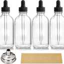 AOZITA 4 Pack, 4 oz Dropper Bottles with 1 Funnel & 4 Labels - Essential Oils Bottles for Health, Personal Care & Beauty - 120ml Thick Clear Glass Tincture Bottles with Eye Droppers, Leakproof