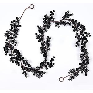 RECUTMS Artificial Berry Garland 6.4FT, Black Christmas Garland with Berries for Tree, Mantel, Table, Fireplace, Indoor Christmas Decorations & Holiday Home Decor(Black Fruit)
