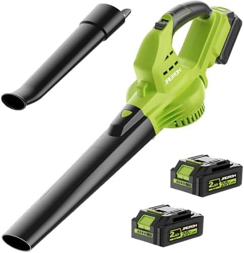 Leaf Blower Cordless with 2 Battery and Charger, 130MPH 180CFM High Speed Leaf Blower with 2 Tubes, 20V Electric Leaf Cleaner, Lightweight Handheld Small Blower for Patio, Garden, House, Depot, Green