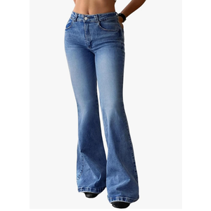 EMMIOL Women Flared Jeans Mid-High Waist Jeans Y2K 90s Trendy Loose Denim Pants, Large
