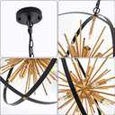 23.2" Black Gold Globe Sputnik Chandelier, 12-Light Mid Century Modern Industrial Starburst Golden Metal Satellite Light Fixture for Entryway Foyer Bedroom Dining Living Room Hallway, E12, Globe D23"