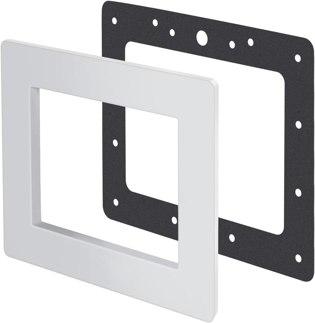 1 Pc SP1084F White Snap on Pool Skimmer Faceplate & 1 Pc SPX1084B Fiber Gaskets, Compatible with Hayward SP1075, SP1076, SP1077, SP1082, SP1083, SP1084, SP1085, SP1086, SP1089 Models
