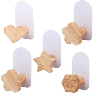 SYCOOVEN 5pcs Self-Adhesive Kids Coat Hooks, Colorful Towel Hooks Multifunctional Cartoon Animal Pattern Wall Hooks, Sticky for Towel, Clothes,Backpacks and Hats (Size:Nature)