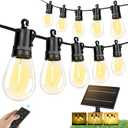 Brightever Solar String Lights for Outside with Remote, 150FT Commercial Grade Patio Lights with 45+3 LED Shatterproof Bulbs, 3 Light Modes Dimmable Hanging Light for Backyard Garden, Dimmable