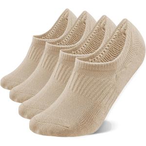 EPEIUS Thick No Show Socks for Women Athletic Ankle Socks Cushioned Running Low Cut Non Slip Footies Nude 4 Pairs, Size: 5-8 M