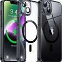 Magnetic Hybrid Clear Case for iPhone 14 - [Compatible with MagSafe] [Built-in Camera Protector] [Not Yellowing] Hard Transparent Back Silicone Edge Phone Case Cover, 6.1", Black