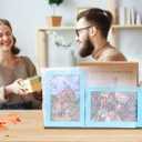 Vertical Horizontal Combo, Double 5x7 Soft-Blue Wood Foldable Picture Frame, Opening 4.5x6.5, Desktop or Wall Mounted, Portrait and Landscape View