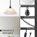 ANYLOVE Vintage Frosted Alabaster Plug in Pendant Light,12" Glass Shade,Black Chain,Adjustable Pendant Light,No Light Source,for Kitchen,Bedroom,Living Room, Vintage 