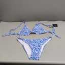 ZAFUL Women's 2 Piece Floral Print Swimsuit Triangle String High Cut Bikini Sets Bathing Suit (Medium, 1-blue Multicolor)