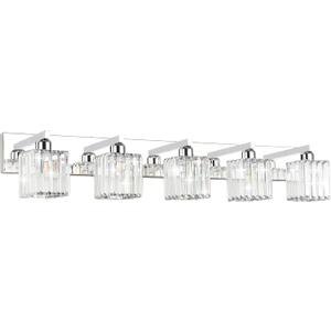 Aipsun Bathroom Light Fixtures Modern Vanity Light for Bathroom Crystal Chrome Vanity Light 5 Light (Exclude Bulb), 40 inch
