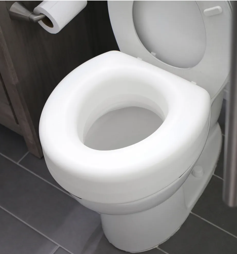 HealthSmart Enhanced Comfort 5" Raised (Round) Toilet Seat Risers for Seniors 5 Slip Resistant Pads FSA/HSA Eligible Padded Toilet Seat Elevation 15.7 x 15.2 x 6.1