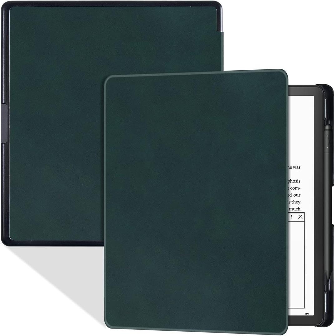 BOZHUORUI Case for 10.2" Kindle Scribe 2022/2024 Tablet - Slim Lightweight PU Leather Book Folio Cover with Pen Holder & Auto Sleep/Wake, Pine Green
