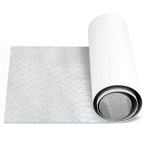 Yaocom 1 Pcs 12'' x 96'' x 0.06'' Diamond Plate Sheet Metal Heavy Duty White Tread Aluminum Sheet Diamond Tread Plate for Wall Covering, Cargo Trailer, RV and More