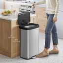 SONGMICS Kitchen Trash Can, 21 Gallon (80 L) Stainless Steel Garbage Can, with Stay-Open Lid and Step-on Pedal, Soft Closure, Tall, Large and Space-Saving, Silver and Black ULTB534E01