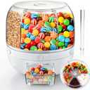 Palksky Candy Dispenser 360 Rotating with 6 Compartments, Airtight Dustproof Lid & Wide Opening, One-Click Output Large Capacity Candy Machine for Candy, Snacks, Nuts, Chocolates, and Cereals