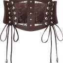 XZQTIVE Lace Corset Belts for Women Elastic Stretchy Tied Waspie Wide Cinch Waist Belt for Dress (Brown, S)