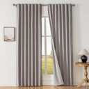 Greyish Taupe 100% Blackout Curtains 63 Inch Length, Linen Light Blocking Drapes for Bedrom, Thermal Insulated Window Curtain Panels, Small Room Darkening Shades (50"W x 63"L (Pack of 2), Rod Pocket & Loops | Taupe)