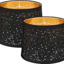 ALUCSET Drum Large Lampshades Set of 2, Stars Hollow Black Lamp Shade 13" Top X 15" Bottom X 11" High, Lamp Shades for Living Room Home Decor, Assembly Required Spider Fitter (131511")