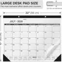 Desk Calendar 2026-2027 - Large 18-Month Monthly Desk Pad, July 2026 to December 2027, 22" x 17" Calendar with 120g Thick Paper, Golden Hanging Holes & Goals Section for Office and Professional Use