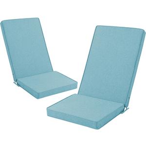 Adirondack Chair Cushions Set of 2 - Removable Covers, Water-Repellent & Fade-Resistant Faux Linen, Securing Straps, Non-Slip Bottom, Fit for Most Outdoor Adirondack & Rocking Chairs - Teal, 45''x20''