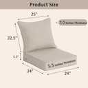 COZYVIDA Outdoor Deep Seat Cushion Set of 2, 24"x24"x5.5" Seat & 25"x22.5" Back, C0 Water-Resistant,UV-Resistant 1000+ Hrs,30D Foam with Recycled Fiber Fill,Boho Paisley,Natural Linen, 24"x24"x5.5" 2sets