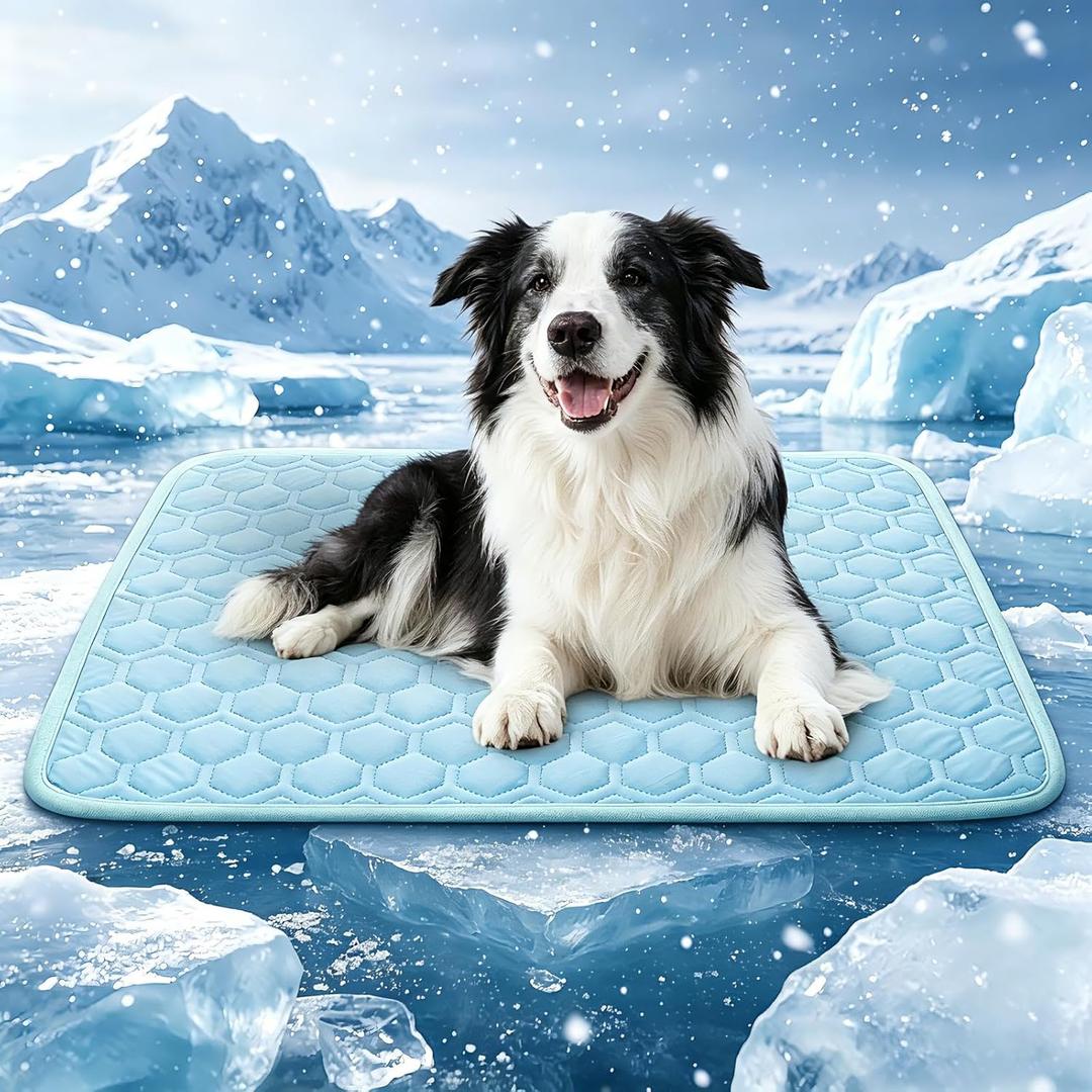 Dog Cooling Mat for Summer - Self-Cooling Bed Mat for Dogs & Cats, Summer Outdoor Dog Pad Cooling (Q-Max>0.5) Washable, Portable & Non-Toxic, High-Tech Fabric Dog Bed Mat for Crates, Beds, Cars Medium