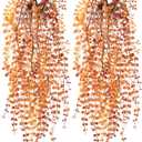 Artificial Fake Hanging Plants Flowers Basket for Outdoor Outside Porch Fall Decoration,2 Pack Faux Silk Long Vines UV Resistant Look Real for Home Patio Balcony Wall Yard Autumn Decor