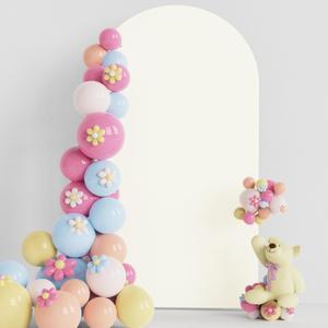 Putros Wedding Arch Cover 7.2FT Ivory Spandex Fitted Round Top Chiara Backdrop Stand Covers for Wedding Birthday Party Decoration
