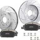 MOSTPLUS 12.99'' Front Drilled Slotted Disc Brake Rotors+Ceramic Brake Pad Compatible for Chevy Tahoe Silverado Suburban GMC Savana Sierra 1500 Yukon XL Cadillac Escalade ESV EXT