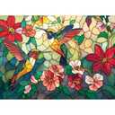 500 Pieces Puzzle for Adults - Vintage Paint Hummingbird Flower Puzzles - Stained Glass Birds Puzzle 500 Piece with Letters on Back Dust-Free,Fun Family Game,Gift for Men Women Seniors 20.5 x 15 in