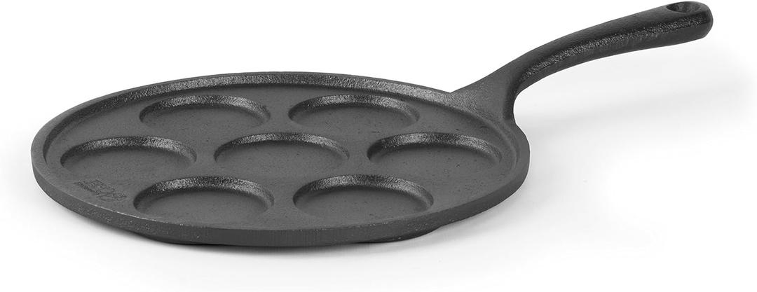 Commercial CHEF Cast Iron Pancake Pan, Silver Dollar Pancake Griddle, Easy to Clean & Heats Evenly, Makes 7 Mini Silver Dollar Pancakes (9)