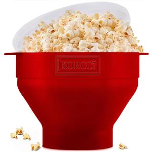 The Original Korcci Microwaveable Silicone Popcorn Popper, Microwave Popcorn Popper, Collapsible Microwave Popcorn Maker Bowl, No Oil Needed, Use In Microwave, Dishwasher Safe (Cherry) (2.3*9.3)