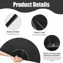 ROBOHOOK Hand Fan Foldable,3pcs Large Hand Fans for Dance,Folding Hand for Men/Women Wedding Party Gifts Performance Dance Home Decoration (Black)
