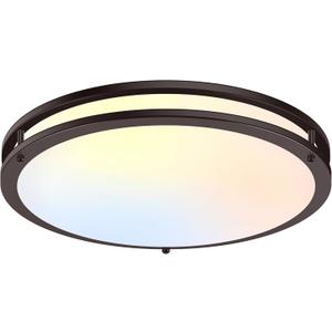 17.1 ×3.7×17.4 inch LED Flush Mount Ceiling Light, 50W 5600lm Bright Dimmable LED Light Fixture, Modern  Kitchen Light Fixture Ceiling for Living Room Bedroom, 1-Pack