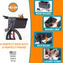 K&H Dog Bike Basket Front Mount, Pet Bike Carrier for Small Dogs & Cats, Bicycle Dog Basket with Safety Leash, Washable Liner, Heavy Duty Metal Frame, Universal Fit, 16x12x10 in