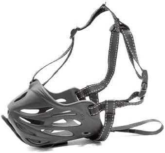 Leerburg's Lightweight Conditioning Dog Training Muzzle with Forehead Strap, 3-Strap Design, Safety Loop, Treat Reward Flap, Black (2-1.5" x 7")