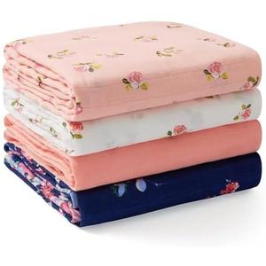 Momcozy Muslin Swaddle Blankets, Soft Silky Baby Blankets 47 x 47 inches, Breathable Swaddle Blankets, Newborn Receiving Blanket for Boys and Girls, Pack of 4 