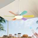 18''Ceiling Fan,Portable Ceiling Fans with Lights,3 Color Dimmable 3 Fan Speeds,Plug in Hanging Ceiling Fan for Bedroom,Tent,Indoor.Colorful Blades