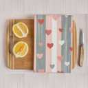 Decorative Hand Towel 16x24 Inches  Heart Pattern Stripe Kitchen Towel for Bathroom, Dish, Face, Holiday, Valentines Day & Gifts 601