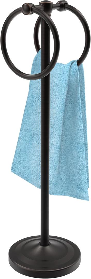 18" Hand Towel Holder Stand with Double Ring, Oil Rubbed Bronze