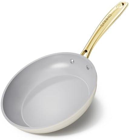 Sanho 8 Inch Nonstick Frying Pan, Diamond-Titanium Ceramic Coating PFAS/PFOA Free, Oven & Dishwasher Safe Skillet, Induction Compatible with Cool Touch PVD Handle