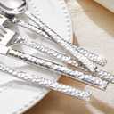 KINGSTONE 40 Piece Hammered Silverware Set, 18/10 Stainless Steel Flatware Set for 8, Cutlery Set for Home, Party, Wedding, Mirror Polished Dishwasher Safe
