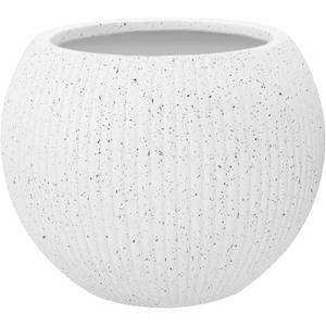 Marlo Fiberstone Round Planter, Ribbed Finishes (M, White), 16.9"D x 13.4"H