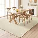 Washable Faux Sisal Rug, 10x14 Firm Textured Woven Mat, Indoor-Outdoor Non-Slip Easy-Clean Area Rug, Solid Modern Carpet for Living Room, Bedroom, Kitchen, Entryway, Patio, Cream Beige