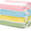 Touchat 4 Pack Cabana Stripe 250GSM Polyester Lightweight Quick-Dry Beach Towel & Blanket Combo- 30'' x 60'' Compact Travel Towel for Pool, Camping, Gym, Yoga | Ultra-Portable, Multi-Functional Color